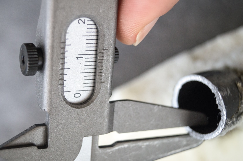 Tube thickness of the frame measured